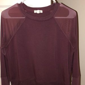 Cropped mesh-shoulder long sleeve